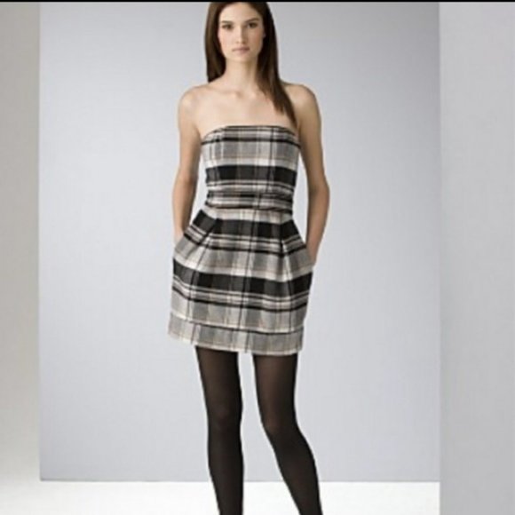 French Connection - plaid strapless dress - Picture 2 of 5